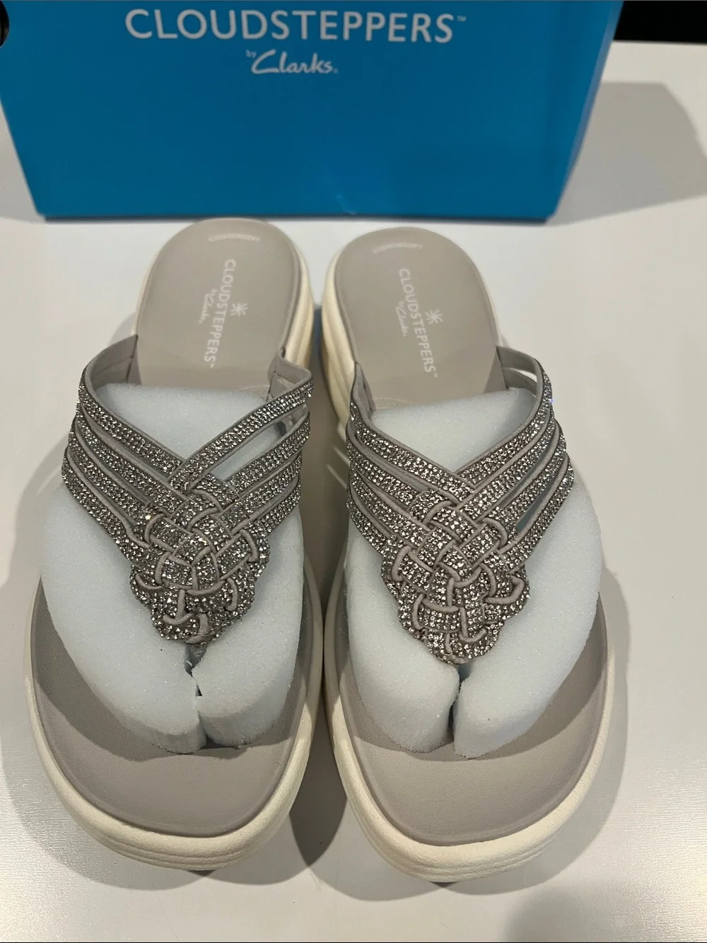 Cloudsteppers by Clarks Women's Cream Beaded Platform Sandals - Picture 3 of 7